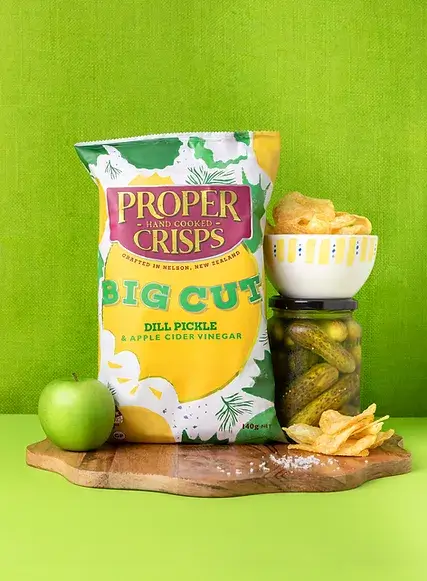 dill pickle and apple cider vinegar big cut crips green apple