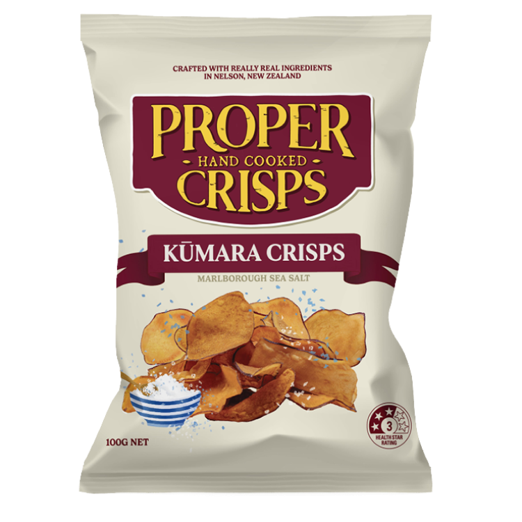 Front Image of Kūmara Crisps Product Shot