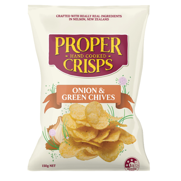 Front Image of Onion & Green Chives Crisps Product Shot