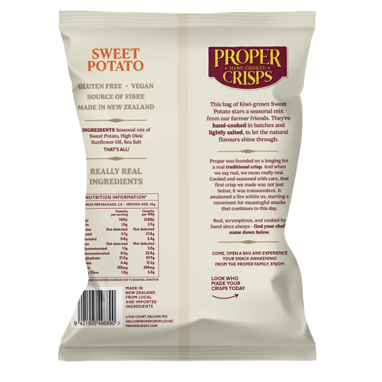 Back Image of Sweet Potato Crisps Product Shot